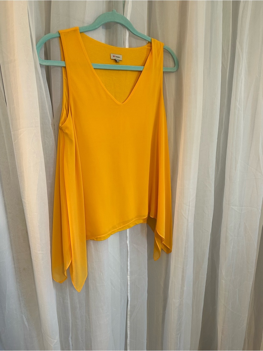 Daniel Cremieux Bright Yellow Sleeveless V-Neck Layered Camisole - Picture 3 of 7